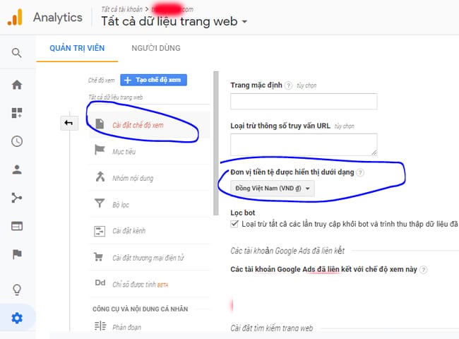 Chon Loai Tien Te Muon Thay Doi Trong Google Analytics